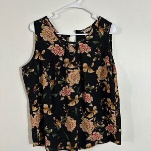 Women's Floral Sleeveless Blouse Mofavor Black Multicolor Top XXL